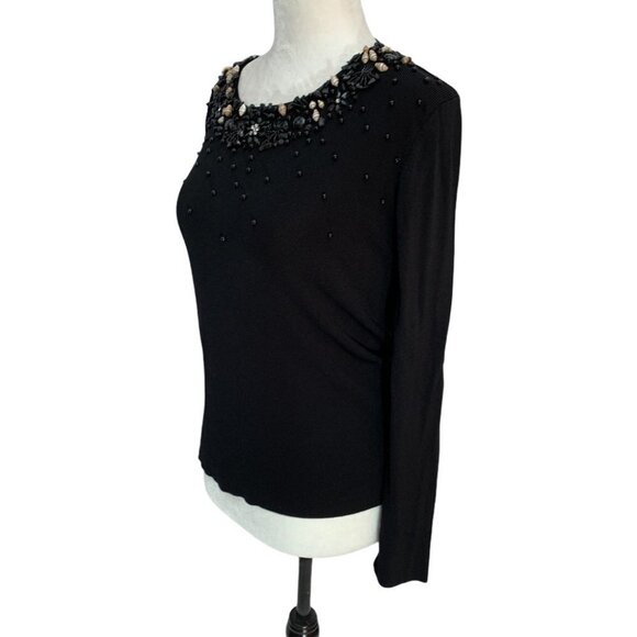 RARE! Vintage Baluchi🖤Black Sweater Bead/Shell Detail Long Sleeve Lightweight … - Picture 3 of 10